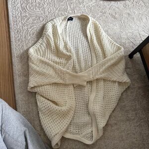 American Eagle Outfitters Cream Open-Weave Knit Cardigan